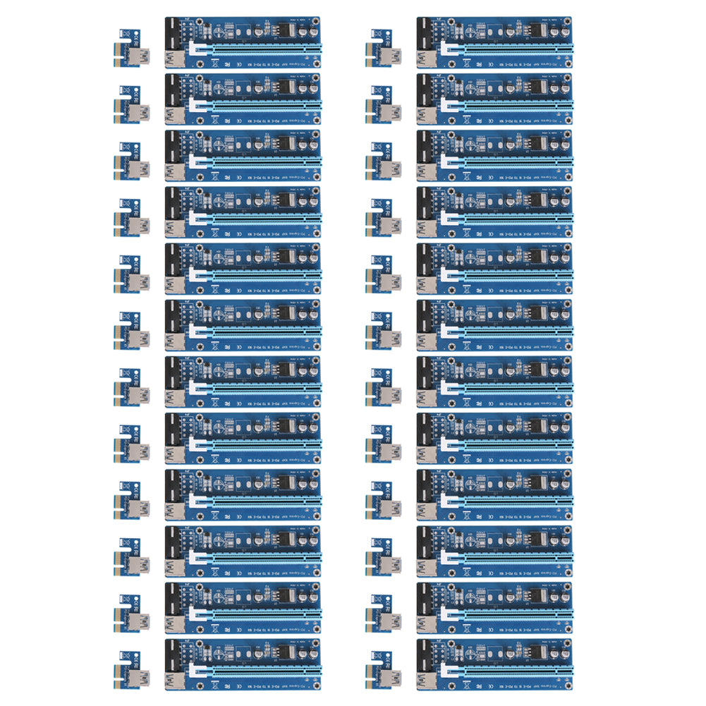 20pcs/lot 60cm PCI-E 1X to 16X Extender Riser Card SATA