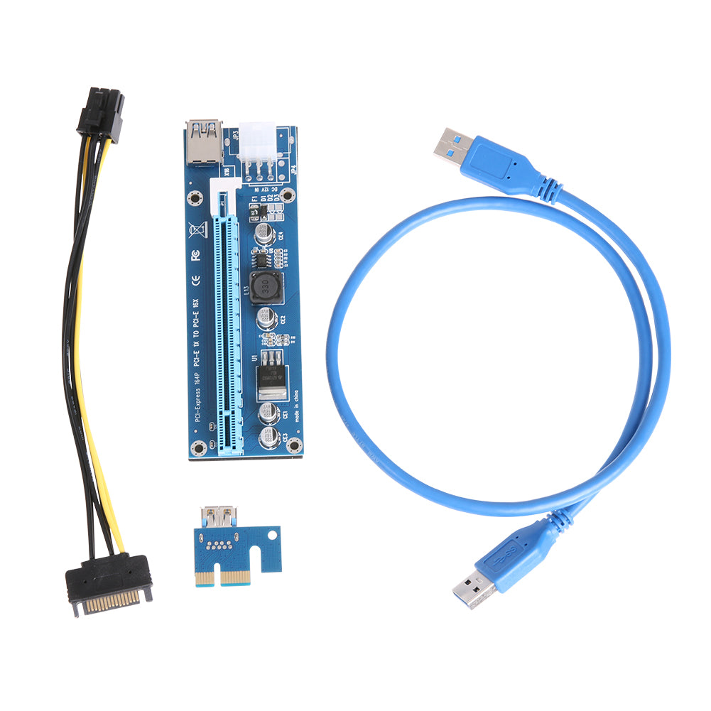 Upgraded Version PCI-E Express 1X to 16X Extender Riser Card Adapter SATA