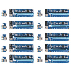 10pcs PCI-E 1X to 16X Extender Riser Card SATA 15Needle 4Pin Power Line USB 3.0 Connector