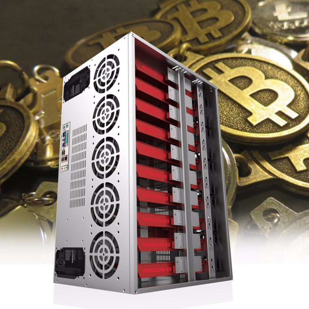 Crypto Coin Open Air Mining Frame Rig Graphics Case ATX Fit 12 GPU